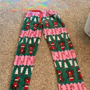 Charlotte Russe Green and Pink Holiday Pajama Pants